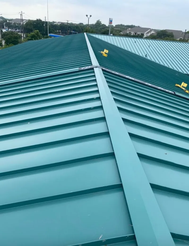 Green commercial metal roof ridge and valley for Metal Roof Repair in Norridge